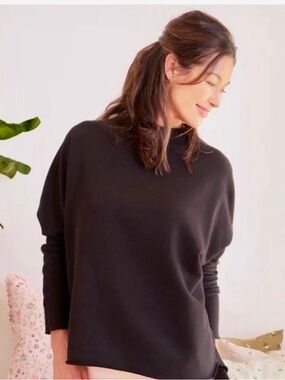 Frank & Eileen Tee Lab Effie Funnel Neck Capelet Black Sweatshirt Sz Medium